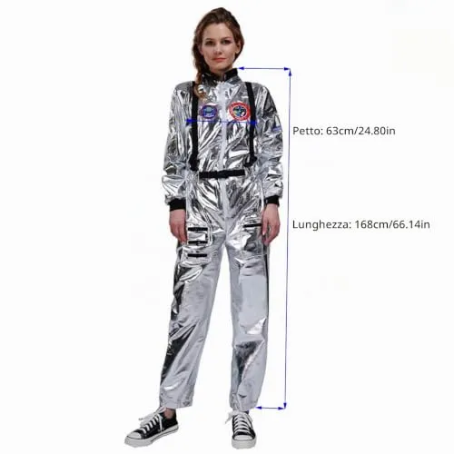 SEA HARE Tuta Astronauta Costume Donna Senza Cappello Metallizzato