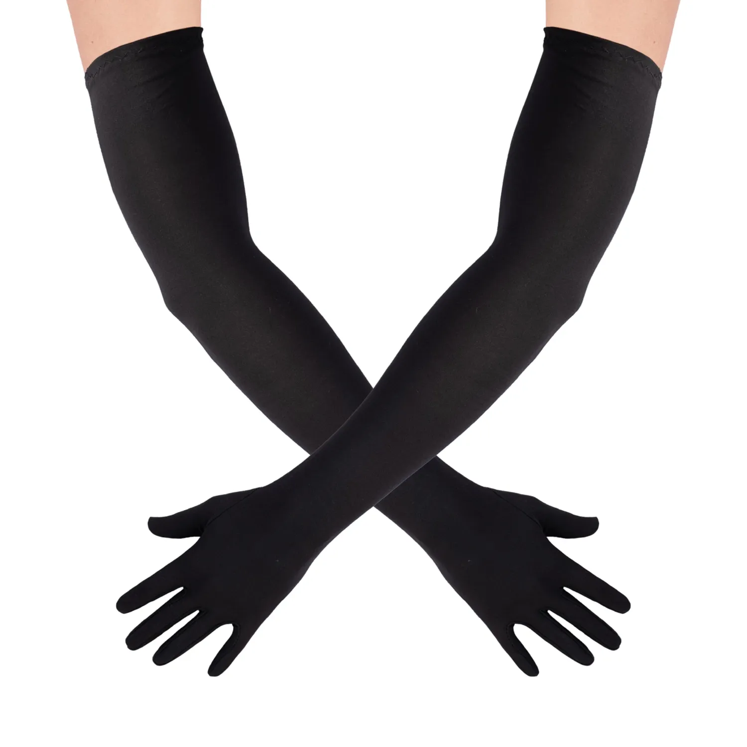 P'tit Clown guanti lunghi pizzo nero 56 cm accessorio