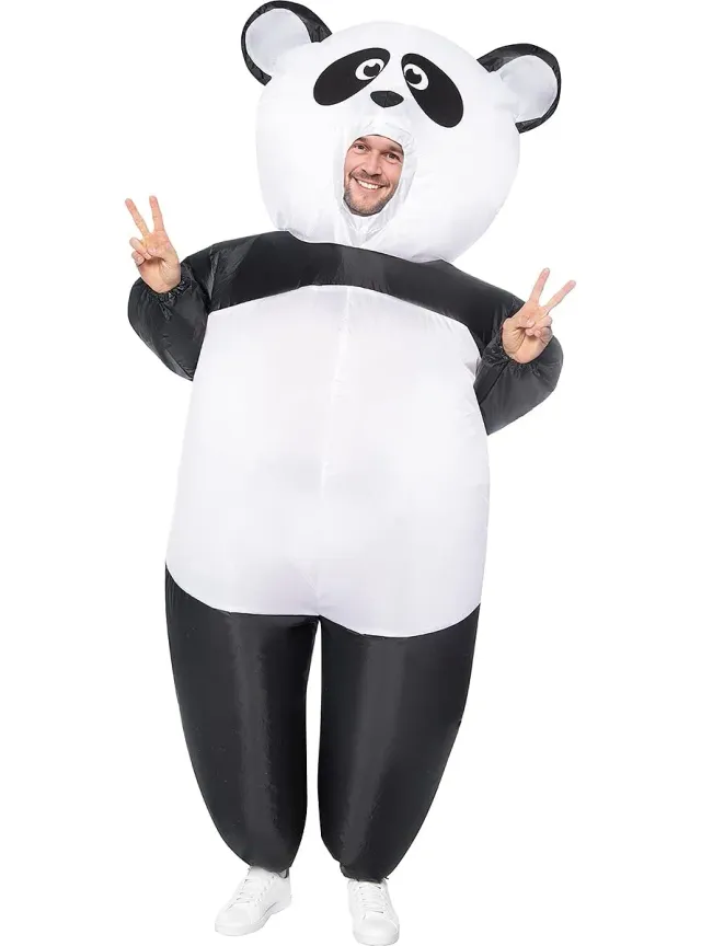 Funidelia orso panda gonfiabile costume adulto bianco