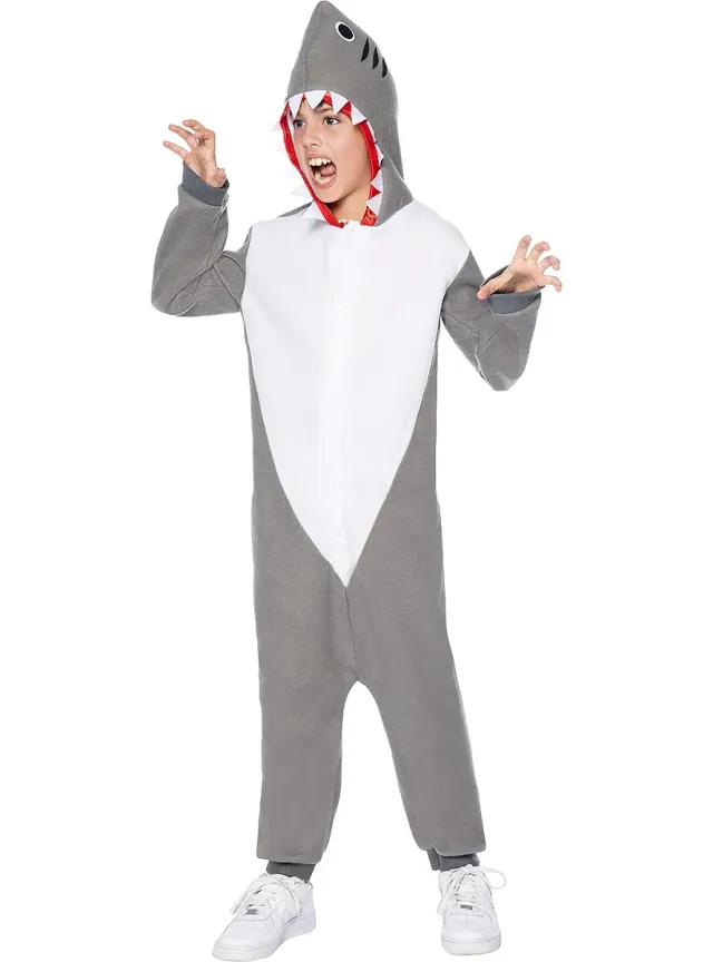 Funidelia Squalo Onesie costume bambino 7-9 anni grigio