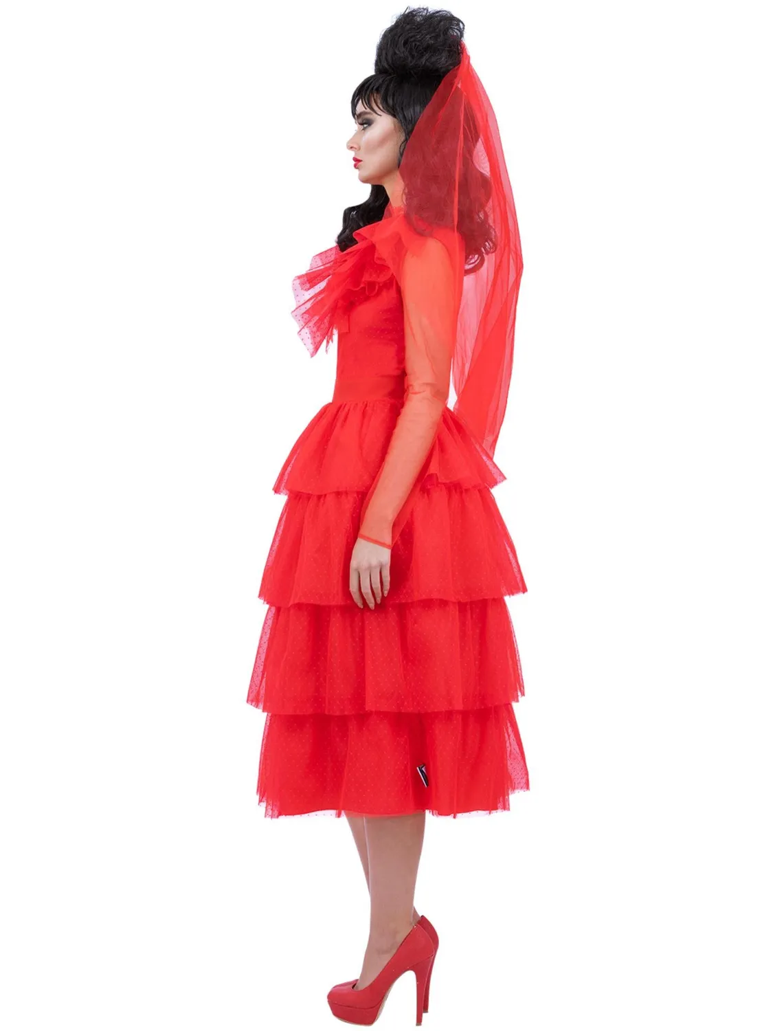 Smiffys Beetlejuice Costume Lydia Sposa Rossa Donna