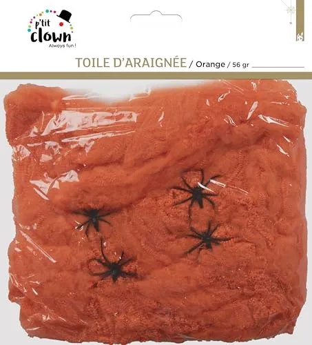 P'tit Clown Ragnatela decorazione arancione 4 ragni
