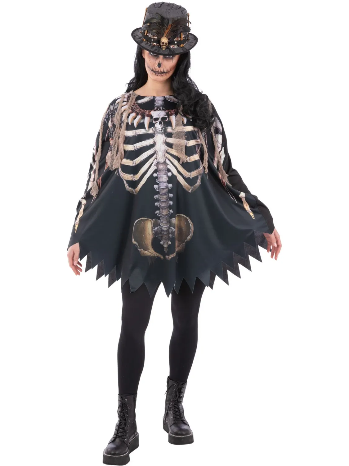 Smiffys Voodoo Witch Doctor poncho scheletro adulto unico