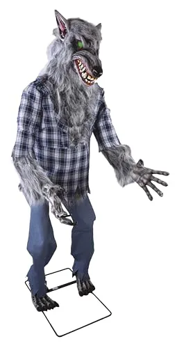 P'tit Clown Lupo Mannaro Animato 180 cm Decorazione Halloween Grigio