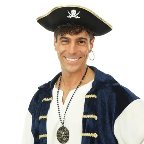 P'tit Clown 24600 cappello pirata nero oro adulto