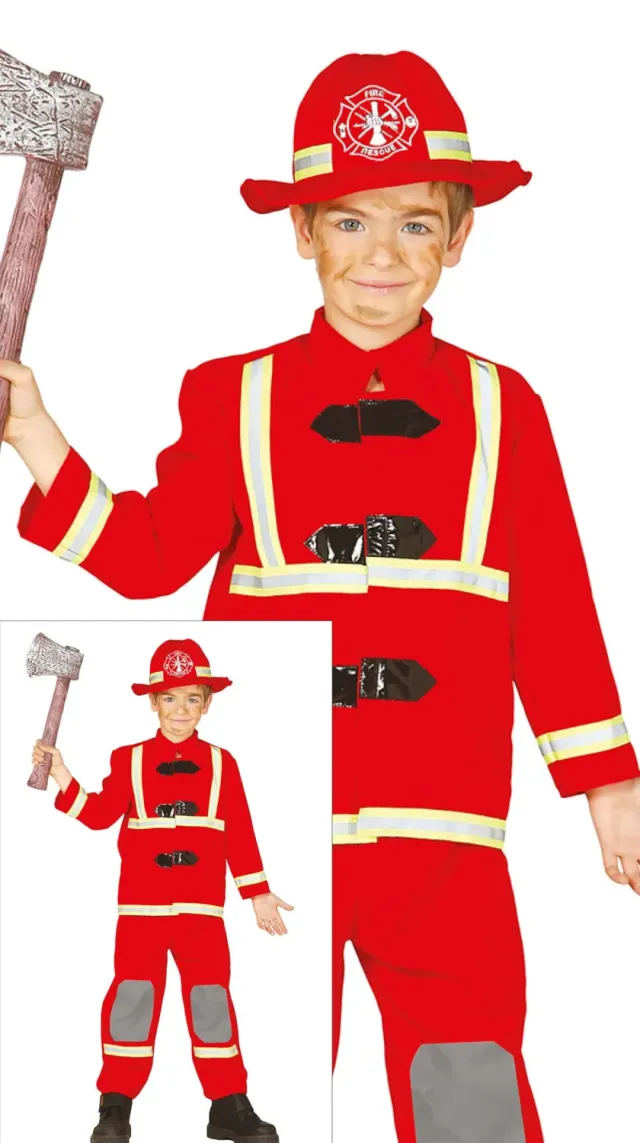 Guirca Costume Pompiere Rosso 5-6 Anni 3 Pezzi