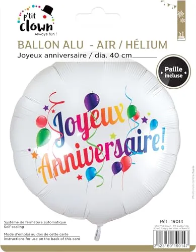 P'tit Clown Joyeux Anniversaire Palloncino 40 cm
