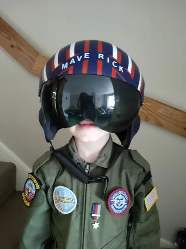 Smiffys Top Gun Maverick casco pilota blu rosso