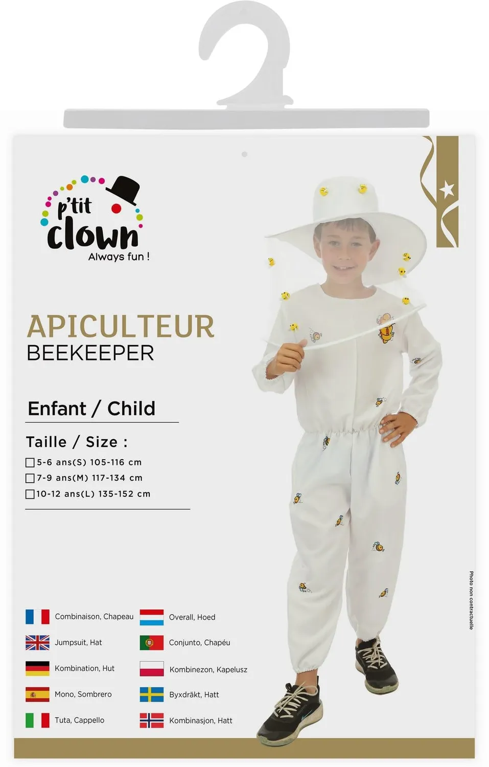 P'tit Clown Apicoltore costume bambino 10-12 anni tuta bianca