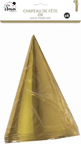 P'tit Clown cappelli a punta cappellini oro 6 pezzi
