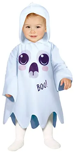 Guirca costume fantasma neonato 12-18 mesi bianco con cappuccio