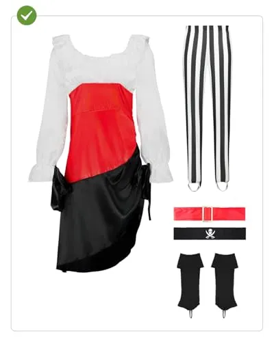 Funidelia Costume Pirata Avventuriera Donna XL Multicolore