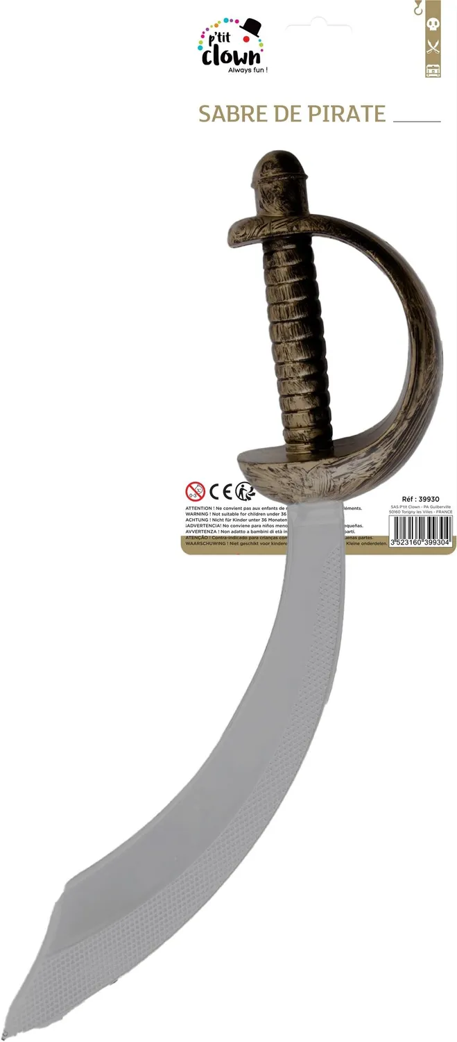 P'tit Clown 39930 sciabola pirati spada 45 cm argento
