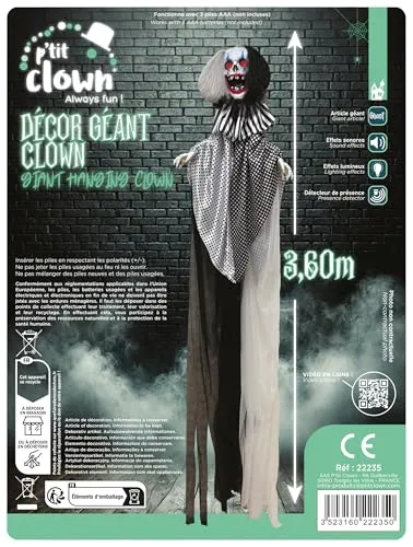 P'tit Clown Clown Gigante 3,60 m Decorazione Sonora
