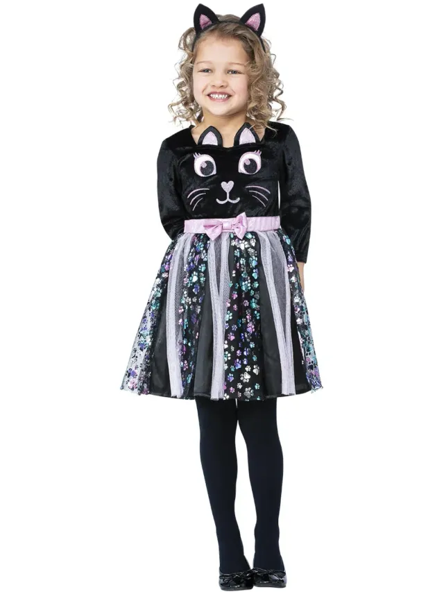 Smiffys gatto costume bambina vestito con cerchietto