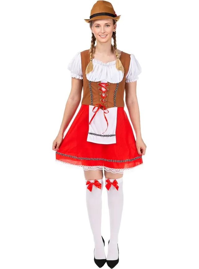 Funidelia Tirolese Oktoberfest costume donna XS rosso