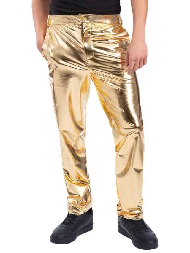 Smiffys 24 Carat Gold pantaloni costume oro metallizzato
