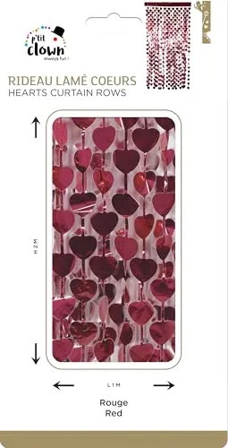 P'tit Clown tenda lamé cuori rossa 2 m decorazione