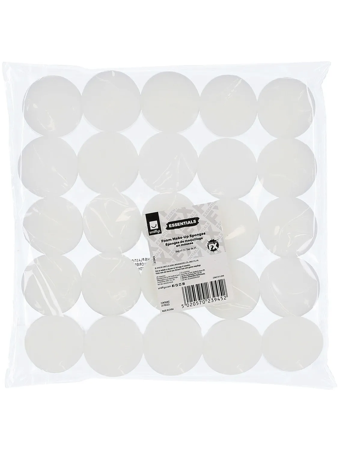 Smiffys spugnette trucco bianche schiuma viso 25 pezzi