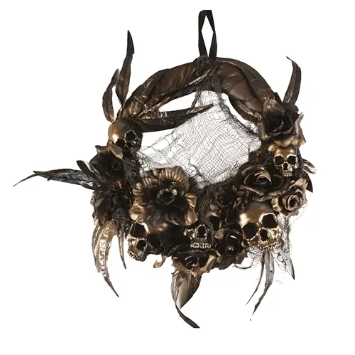 P'tit Clown Corona Porta Teschi Ghirlanda Halloween Nero Oro 40 cm
