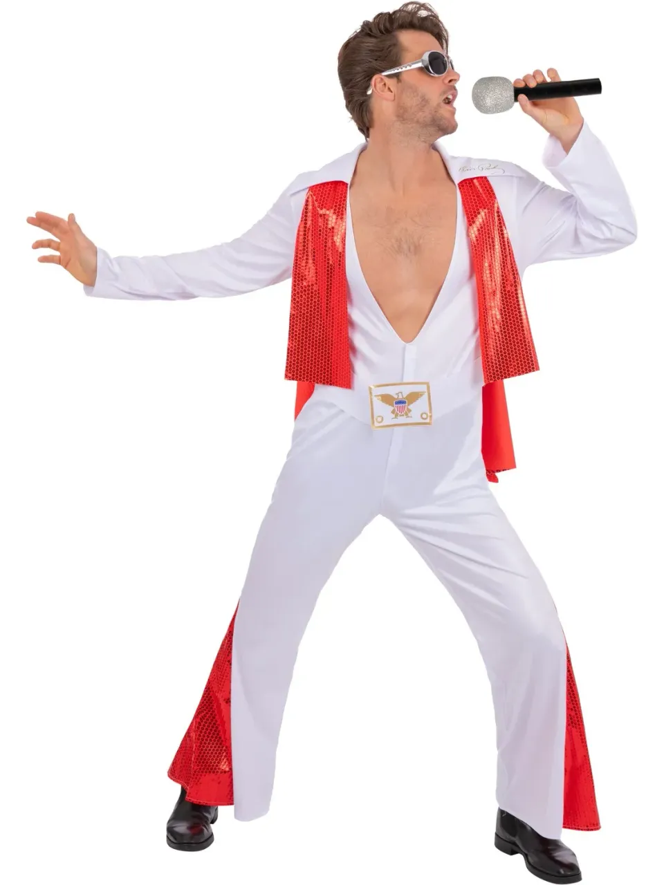 Smiffys Elvis 81067 Tuta Uomo Bianca con Mantella