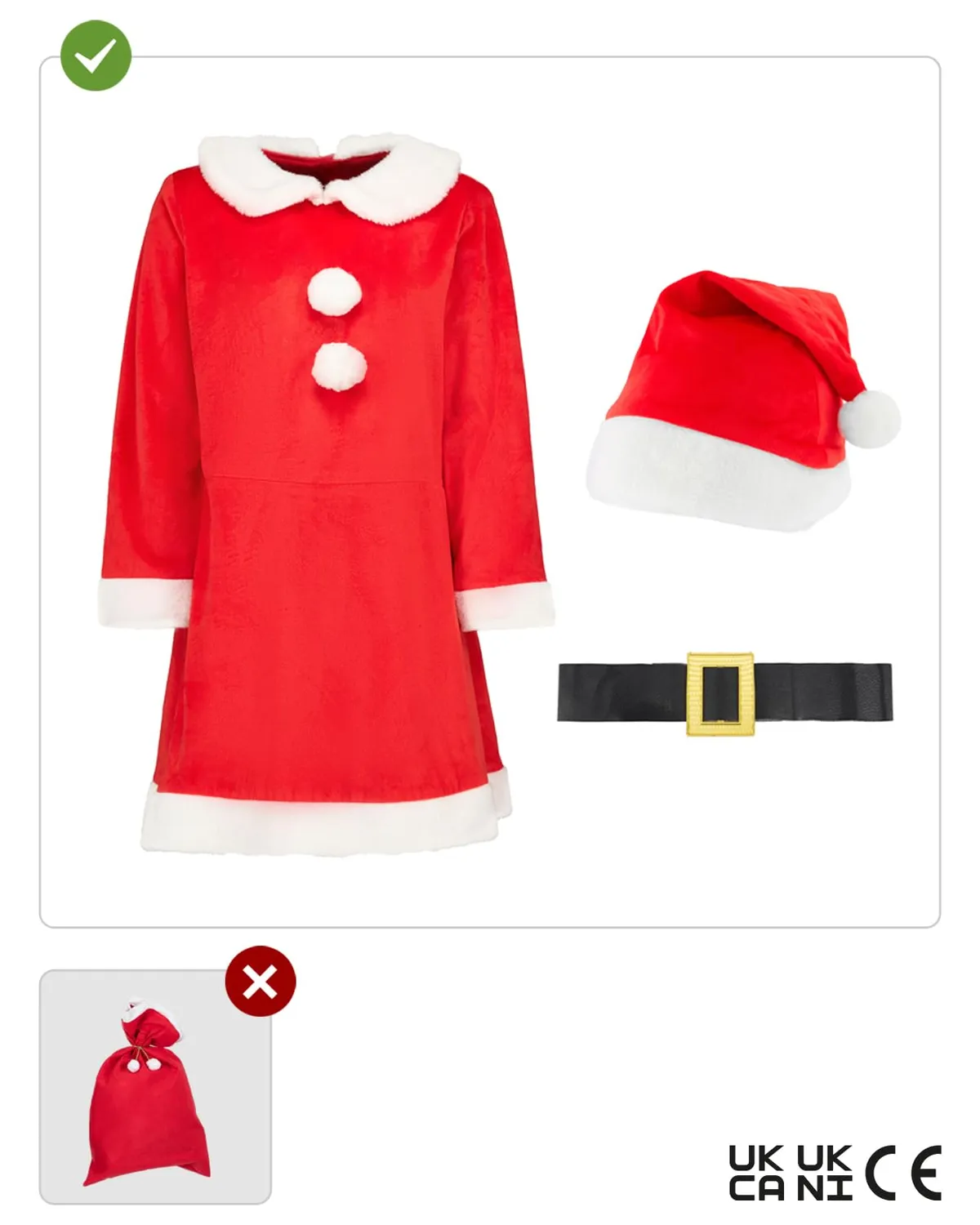 Funidelia Mamma Natale Deluxe costume bambina 5-6 anni rosso