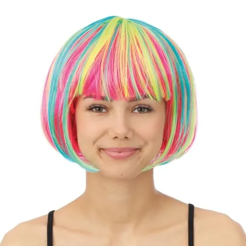 P'tit Clown Cabaret parrucca caschetto multicolore fluo