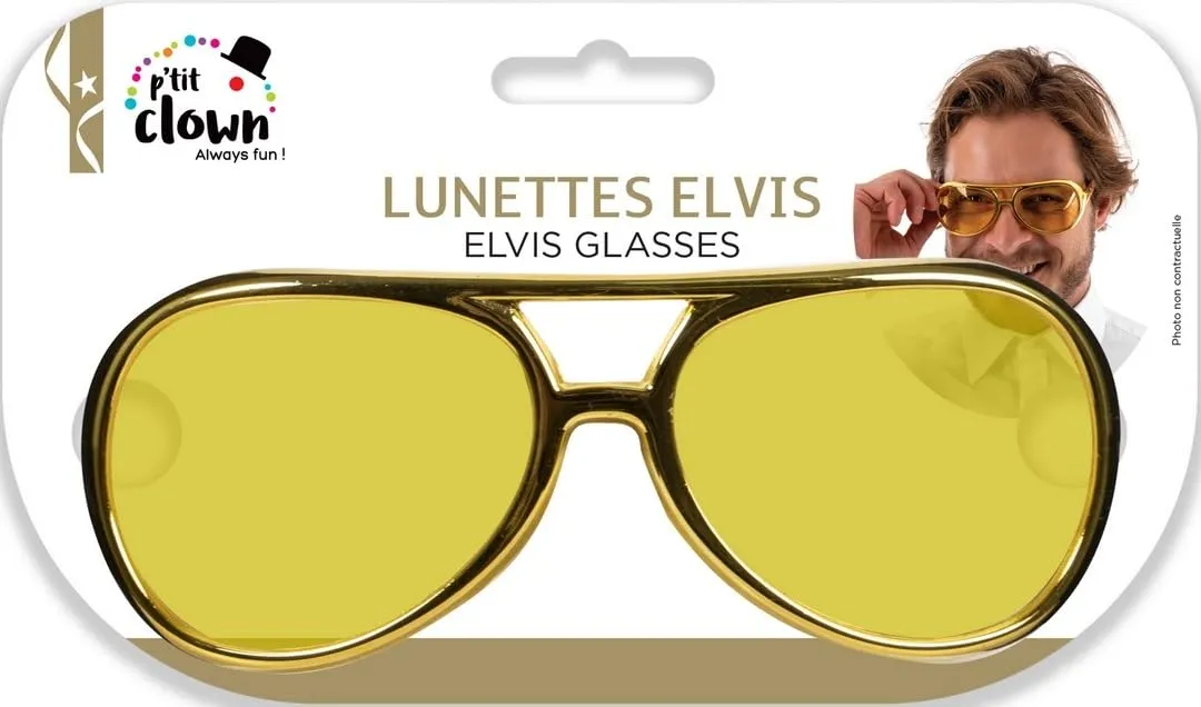 P'tit Clown occhiali Elvis rock oro adulto in plastica