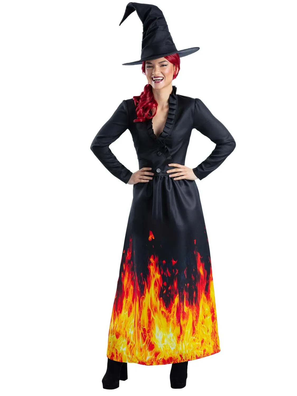 Smiffys Burning Witch Costume Strega Fiamme Donna S-XXL