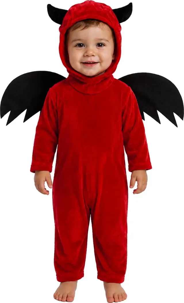 Guirca Costume Diavolo Bambino 18-24 Mesi Tuta Rossa Ali Nere