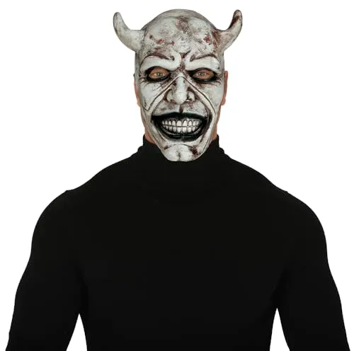 Guirca maschera demone adulto bianco grigio viso intero