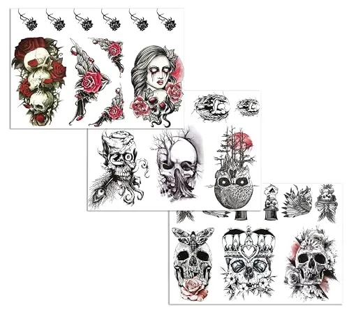 P'tit Clown Tatuaggi Effimeri Teschi Neri Halloween