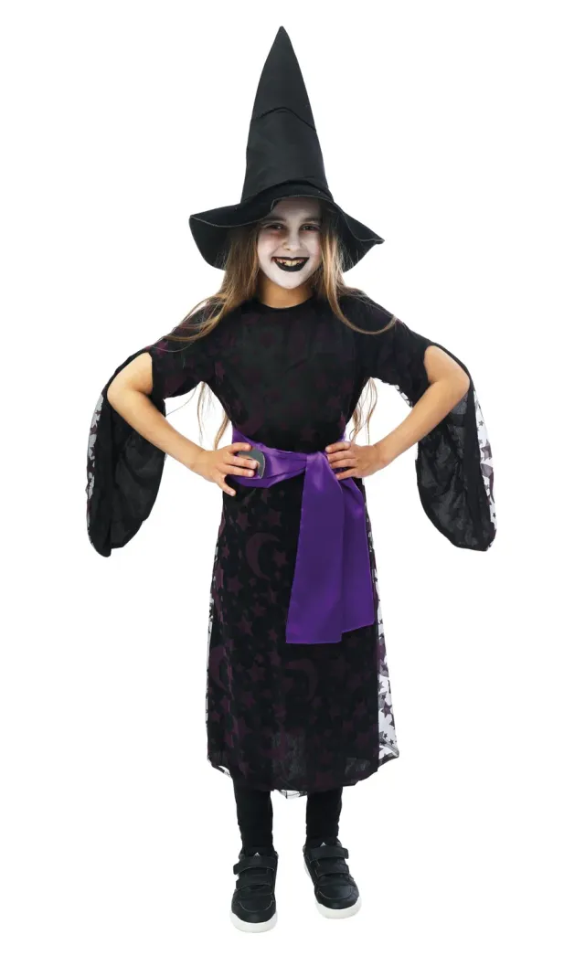 P'tit Clown Strega Costume Bambina 10-12 Anni Nero Viola