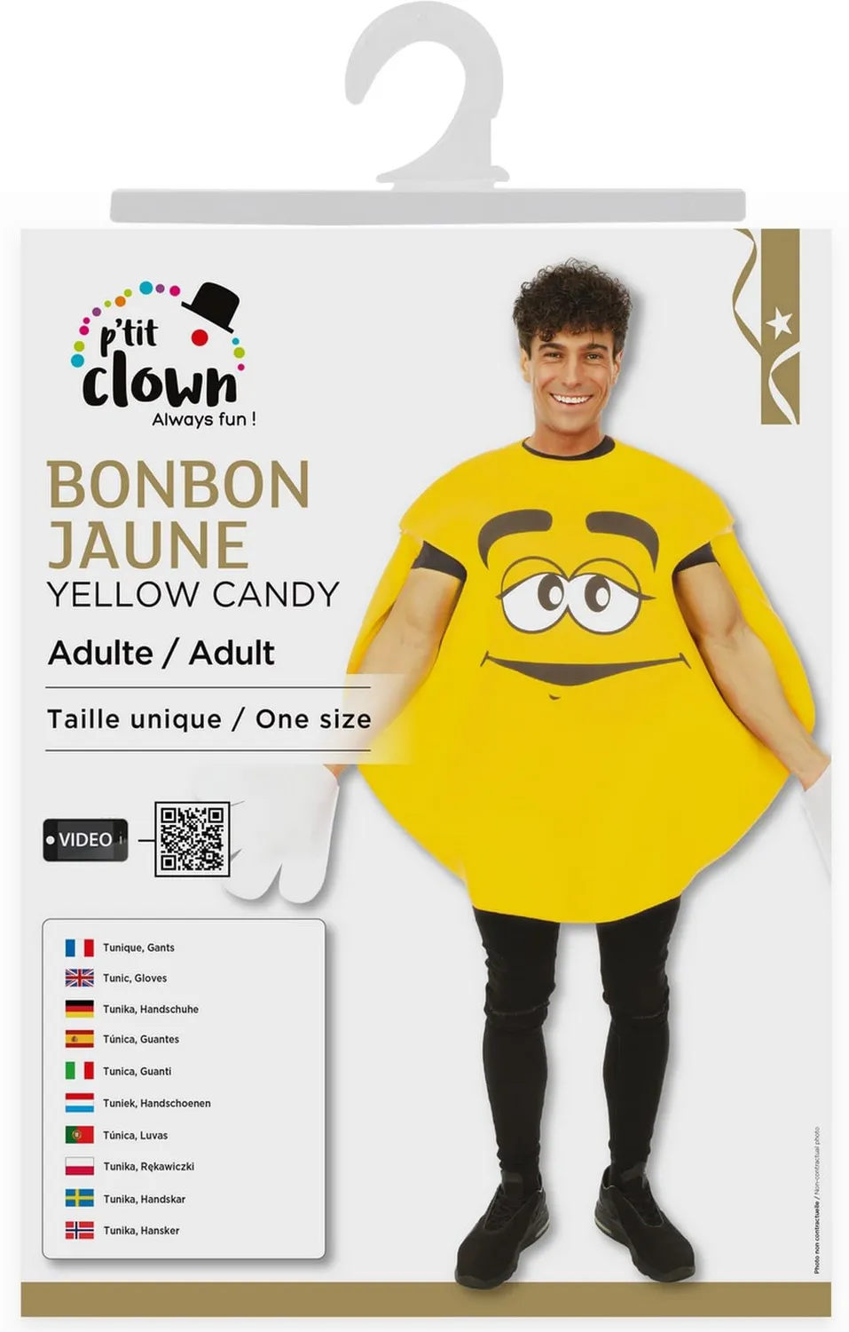 P'tit Clown 76702 costume caramella adulto giallo taglia unica