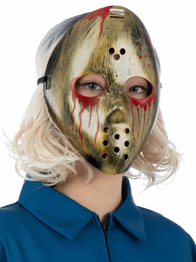 Smiffys Hockey maschera horror oro nera insanguinata