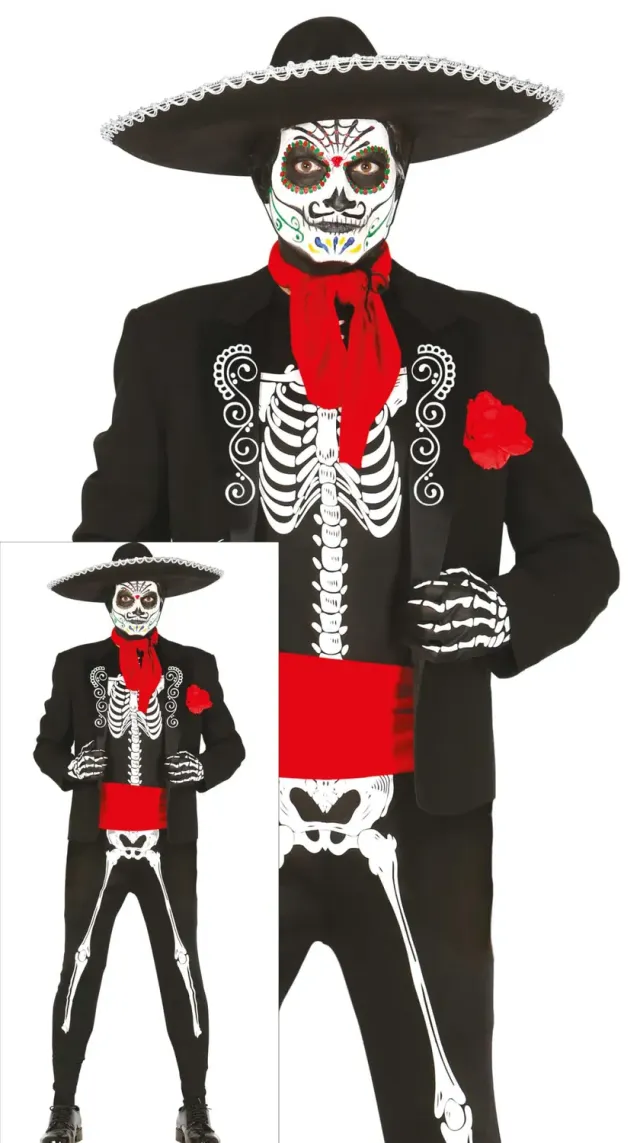 Guirca Scheletro Mariachi costume ragazzo L 52-54 nero
