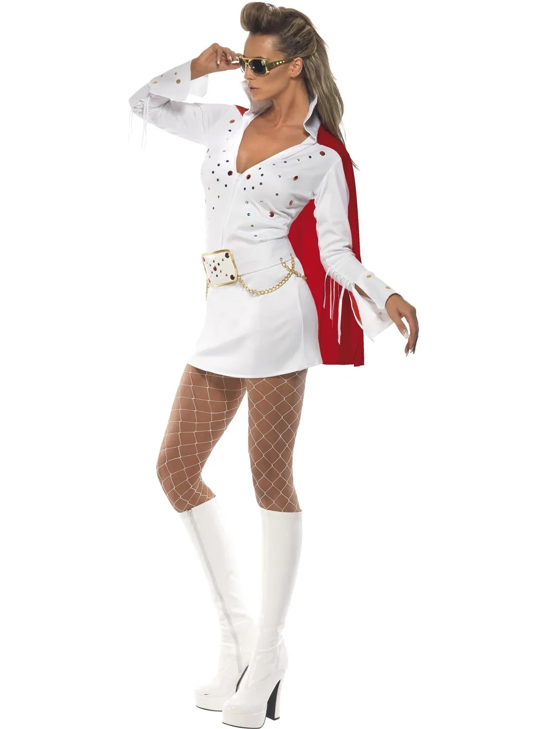 Smiffys Elvis Viva Las Vegas Costume bianco donna taglia M