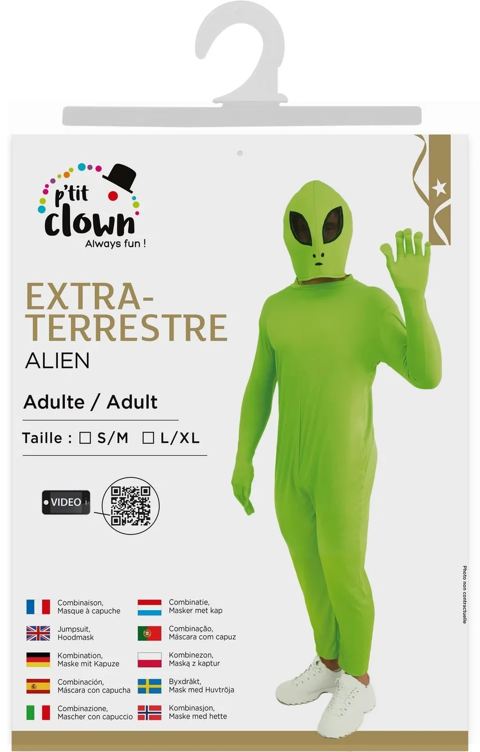 P'tit Clown costume alieno adulto verde taglia L-XL