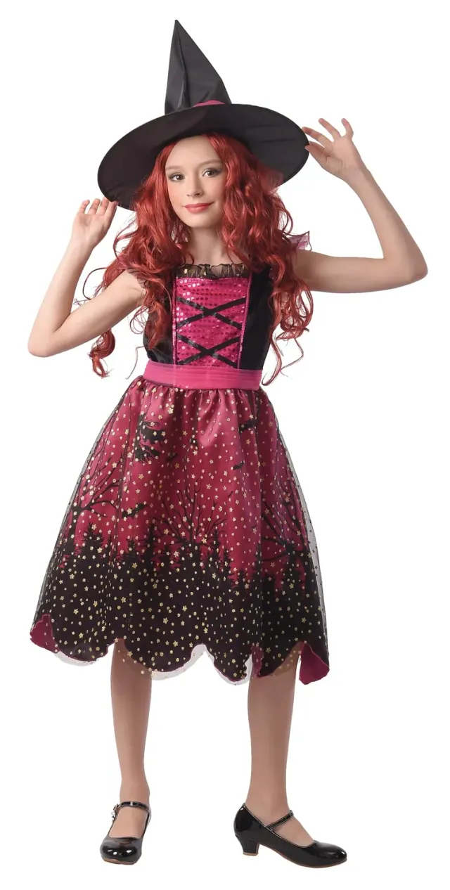 P'tit Clown Strega Rosa Costume Bambina 5/6 Anni Halloween