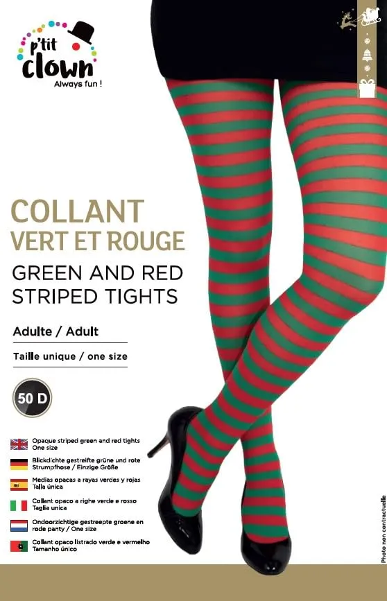 P'tit Clown re74722 Collant a Righe Verde Rosso Natale