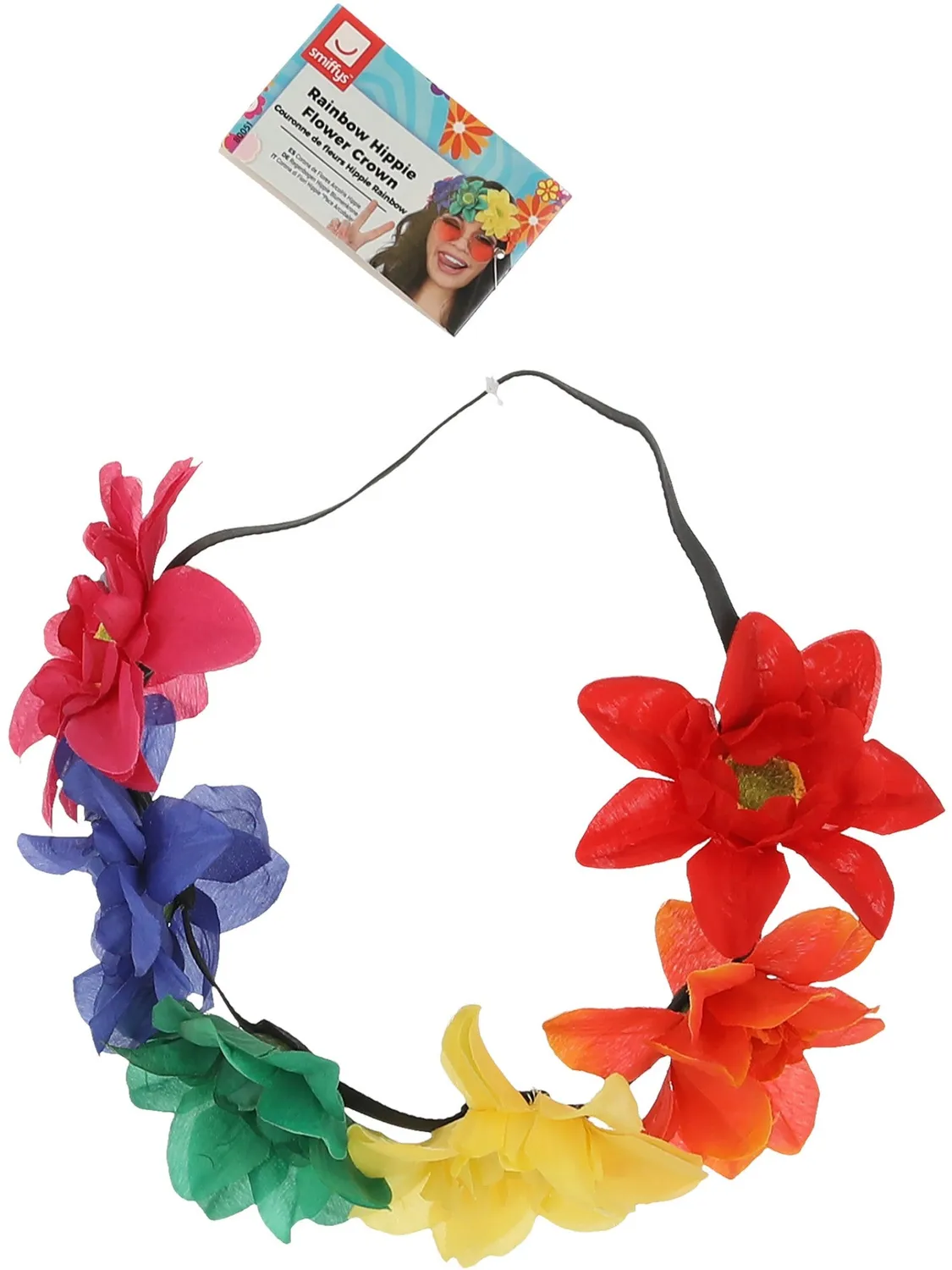 Smiffys Rainbow corona fiori hippie arcobaleno donna