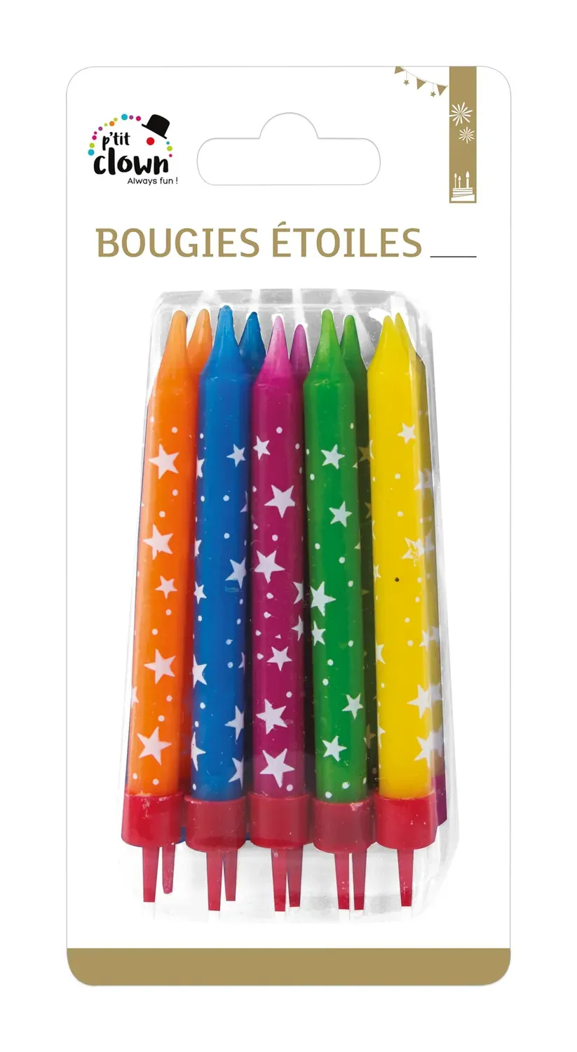 P'tit Clown stelle candela compleanno colori assortiti