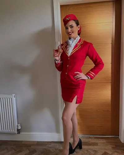 Smiffys Trolley Dolly costume hostess donna rosso M
