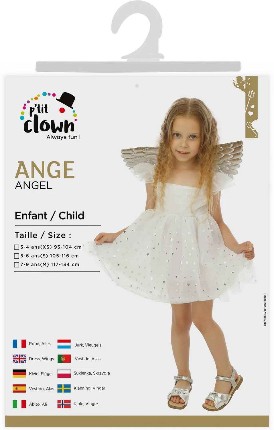P'tit Clown Costume Angelo Bambina 7-9 Anni Bianco