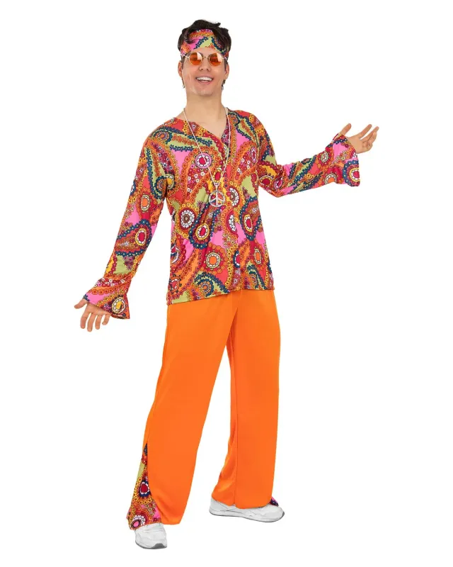 Funidelia Costume Hippie Felice Uomo XL Arancione