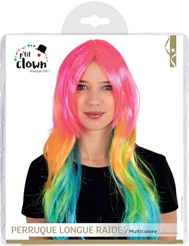 P'tit Clown re18676 parrucca capelli lunghi multicolore