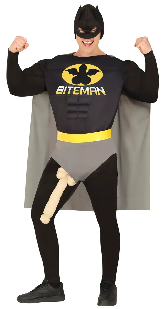Fiestas Guirca Biteman costume supereroe uomo con mantello