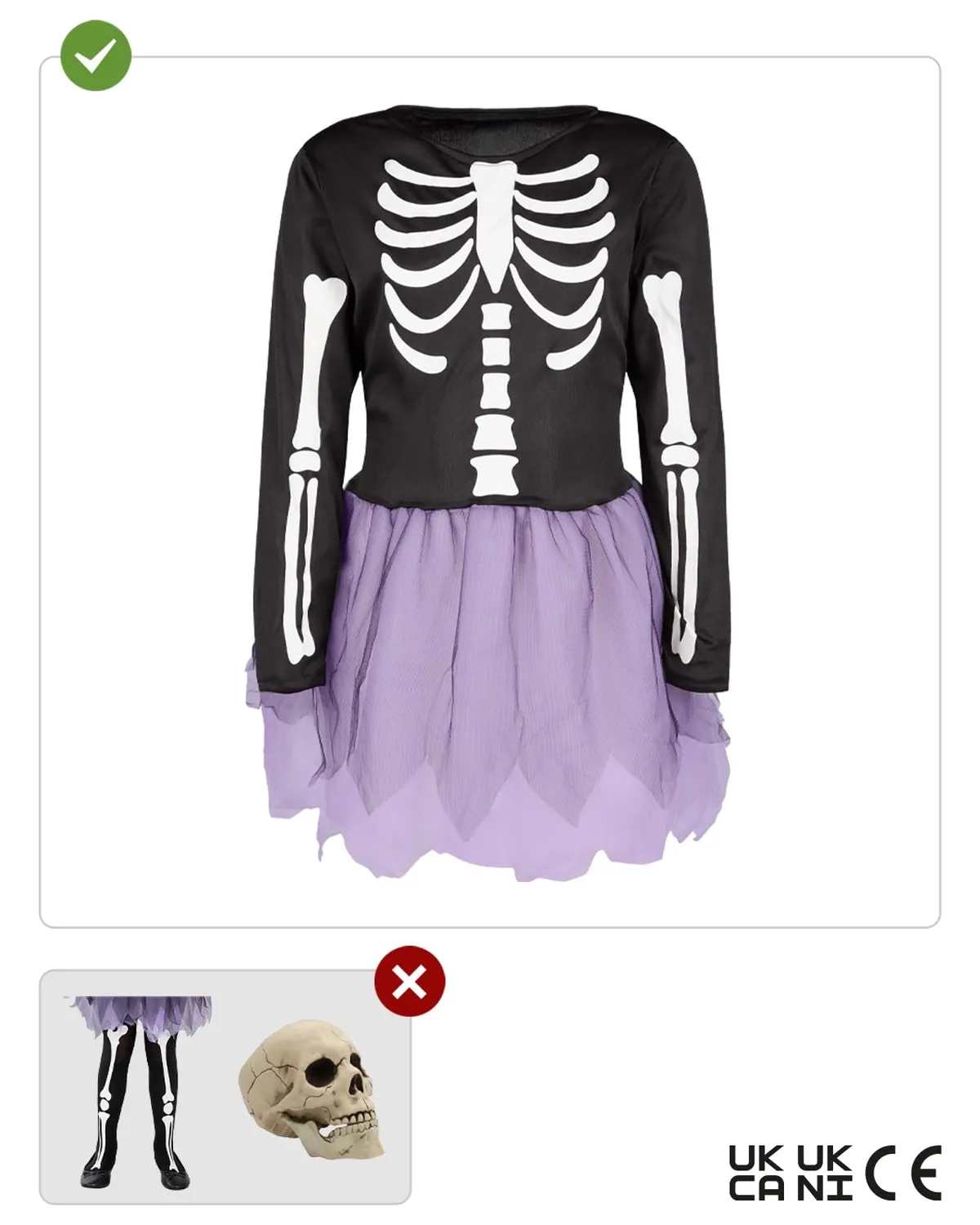 Funidelia Scheletro costume bambina nero con ossa