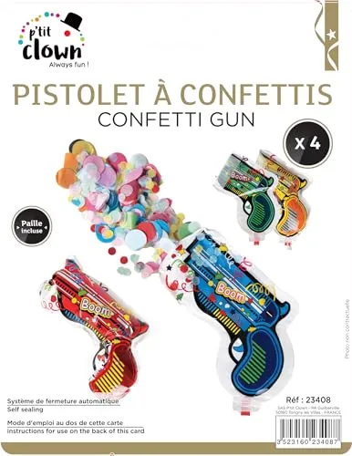 P'tit Clown 23408 Pistola coriandoli 4 pezzi