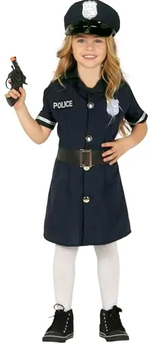 Guirca Costume Poliziotta Bambina 10-12 Anni con Cappello